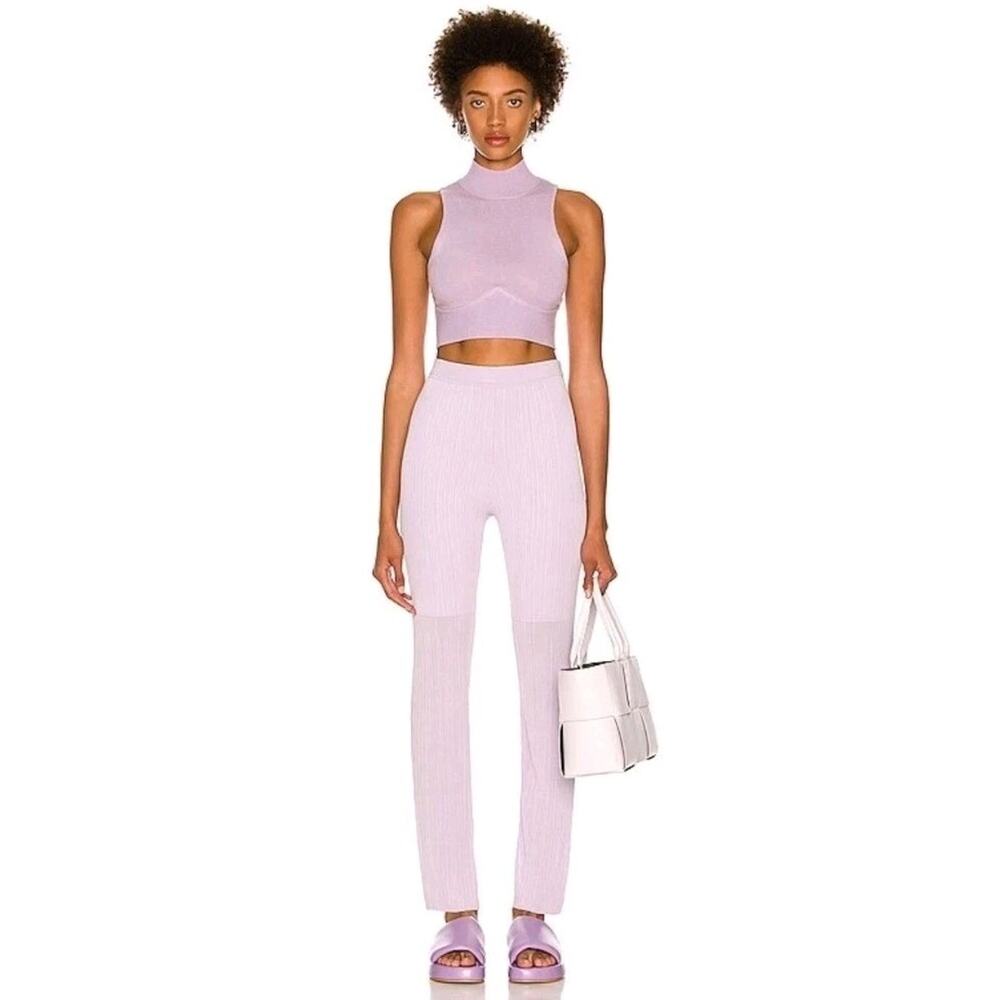 JONATHAN SIMKHAI Clarke Pants Lupine Rib Knit Pastel Purple Lavender XS $307
